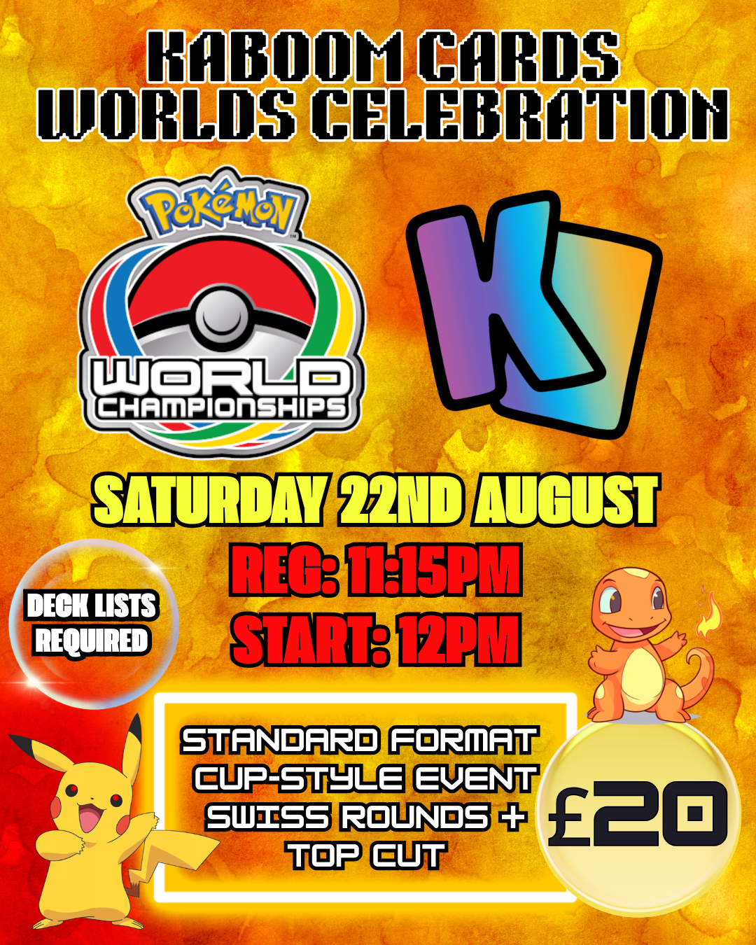 KABOOM CARDS WORLDS CELEBRATION - SATURDAY 22ND AUGUST