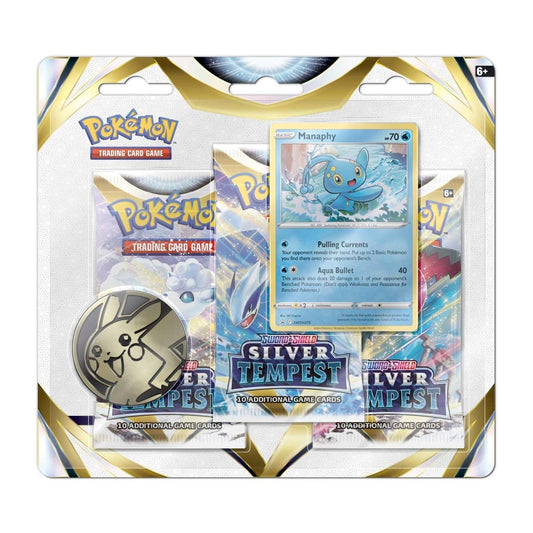 Pokémon TCG: Sword & Shield-Silver Tempest 3 Booster Packs, Coin & Manaphy Promo Card