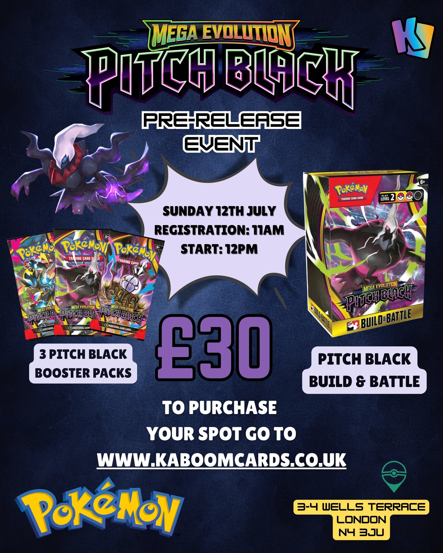 POKEMON PITCH BLACK PRE-RELEASE EVENT - SUNDAY 12TH JULY