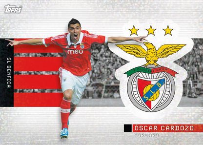 Soccer player in red jersey with club logo and branding Oscar Cradozo